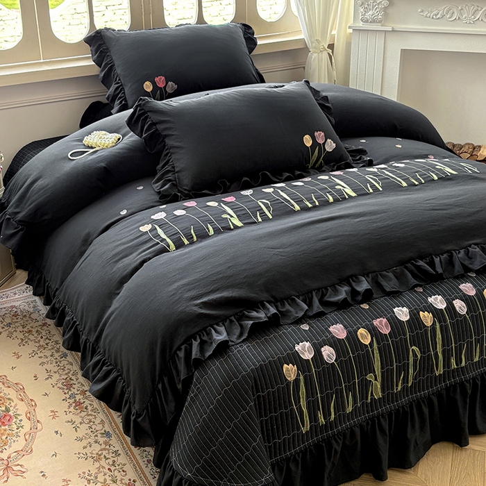 91家纺网 家纺一手货源 找家纺 （总）老K (原美阁） 2025新款高端刺绣水洗棉四件套 床盖四件套床笠四件套