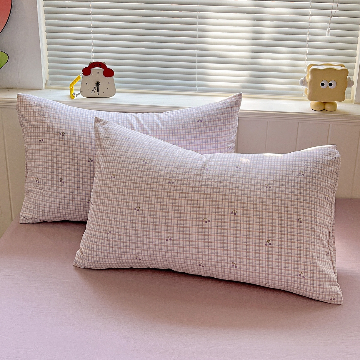 91家纺网 家纺一手货源 找家纺 暖芯优选 2025新款加厚爆款小布袋韩国古法水洗棉床单学生三件套床笠款四件套 紫格蜜语