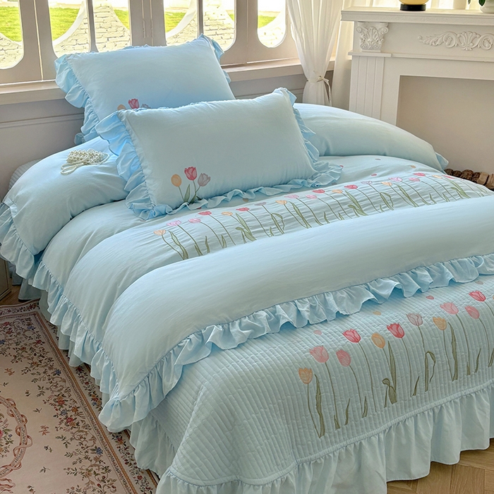 91家纺网 家纺一手货源 找家纺 （总）老K (原美阁） 2025新款高端刺绣水洗棉四件套 床盖四件套床笠四件套