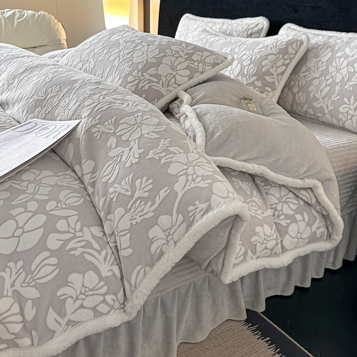 91家纺网 家纺一手货源 找家纺 （总）富米莱（原臻工厂） 2025新款高克重立体雕花牛奶绒四件套