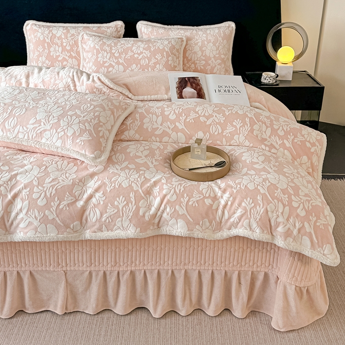 91家纺网 家纺一手货源 找家纺 （总）富米莱（原臻工厂） 2025新款高克重立体雕花牛奶绒四件套