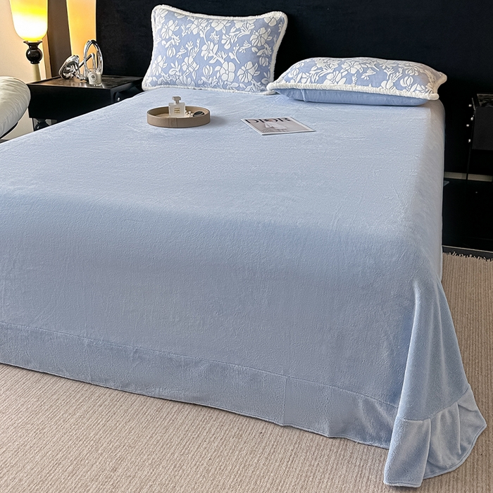 91家纺网 家纺一手货源 找家纺 富米莱（原臻工厂） 2025新款高克重立体雕花牛奶绒四件套 繁花-蓝