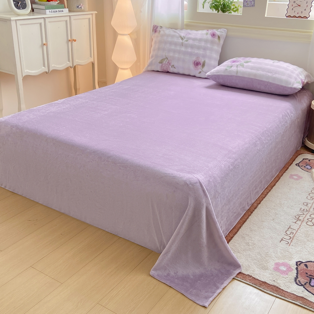 91家纺网 家纺一手货源 找家纺 耐思家纺 2025新款泡泡牛奶绒印花四件套系列 泡泡-花语