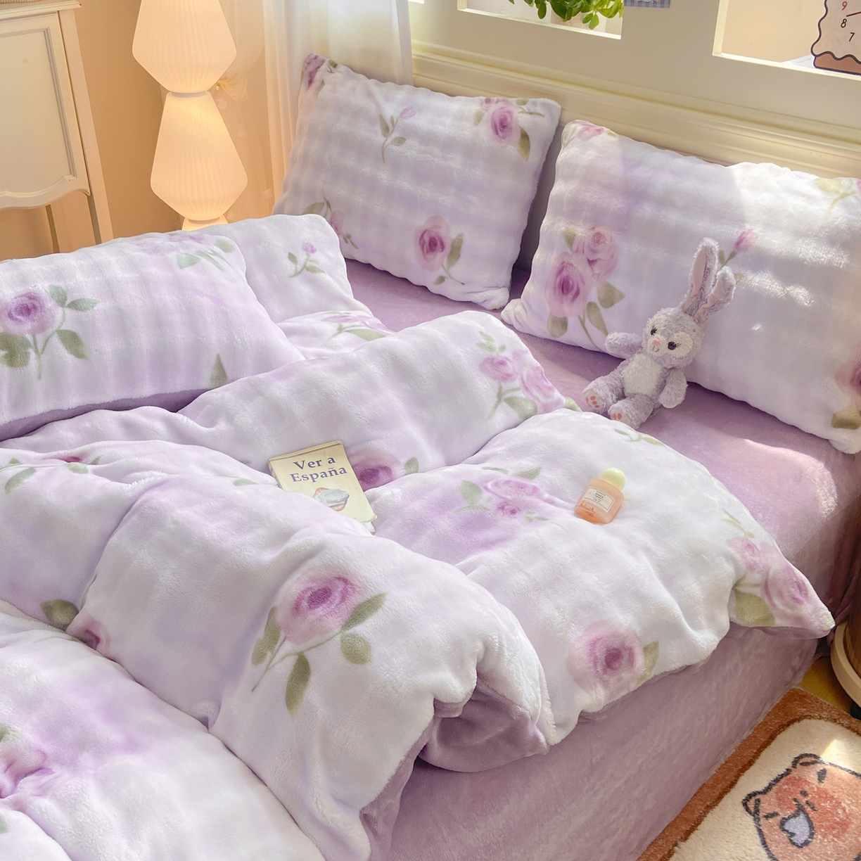 91家纺网 家纺一手货源 找家纺 耐思家纺 2025新款泡泡牛奶绒印花四件套系列 泡泡-花语