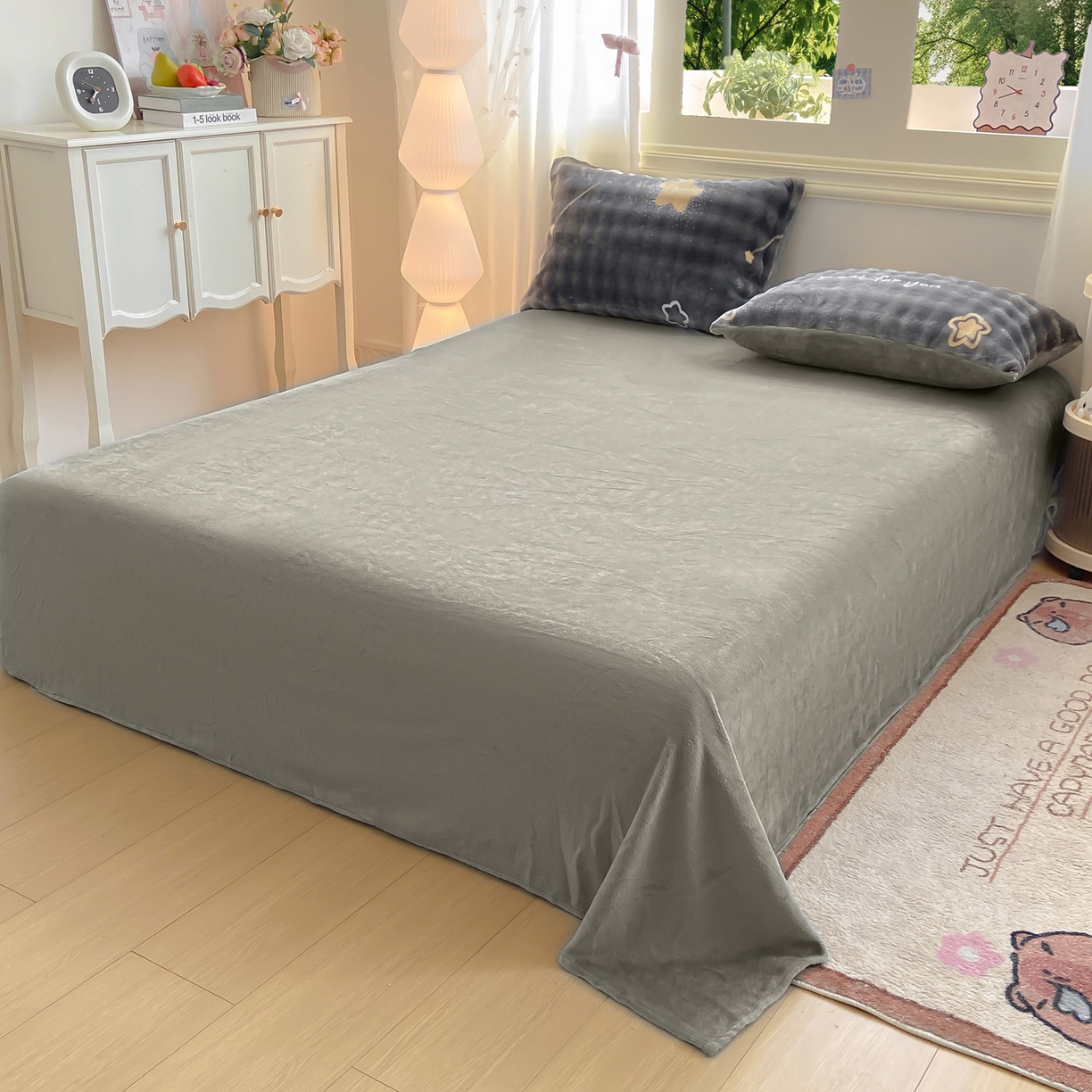 91家纺网 家纺一手货源 找家纺 耐思家纺 2025新款泡泡牛奶绒印花四件套系列 泡泡-星空