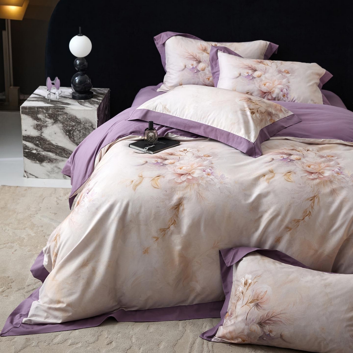 91家纺网 家纺一手货源 找家纺 涵宸家纺 2025新款50S全棉磨毛拼角款四件套【更多花型 联系商家电话：17798859966 微信同号，网站：www.hanchenjf.com】 漾花（粉）