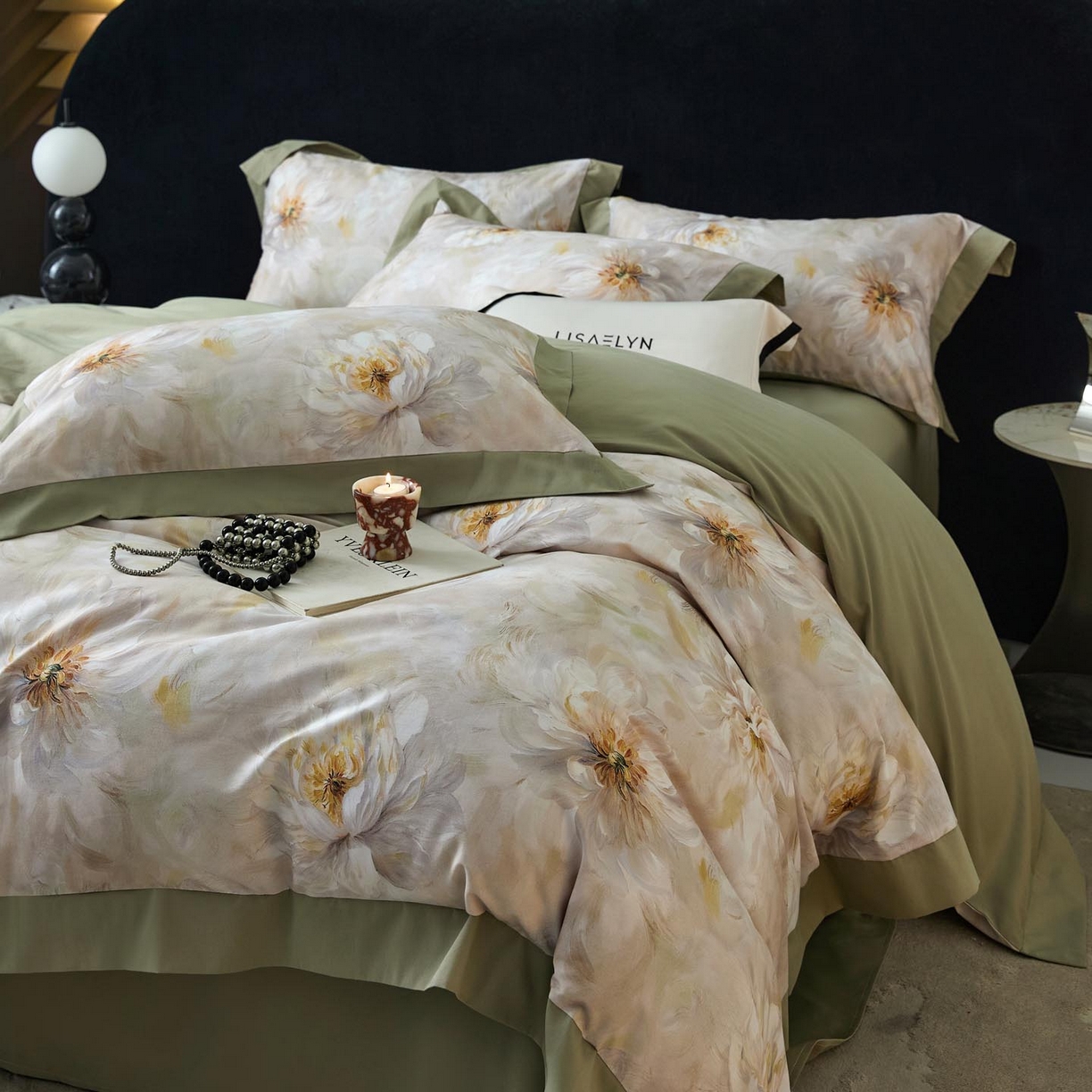 91家纺网 家纺一手货源 找家纺 涵宸家纺 2025新款50S全棉磨毛拼角款四件套【更多花型 联系商家电话：17798859966 微信同号，网站：www.hanchenjf.com】 清影华韵（灰）