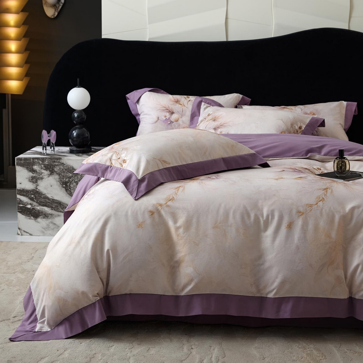 91家纺网 家纺一手货源 找家纺 涵宸家纺 2025新款50S全棉磨毛拼角款四件套【更多花型 联系商家电话：17798859966 微信同号，网站：www.hanchenjf.com】 漾花（粉）