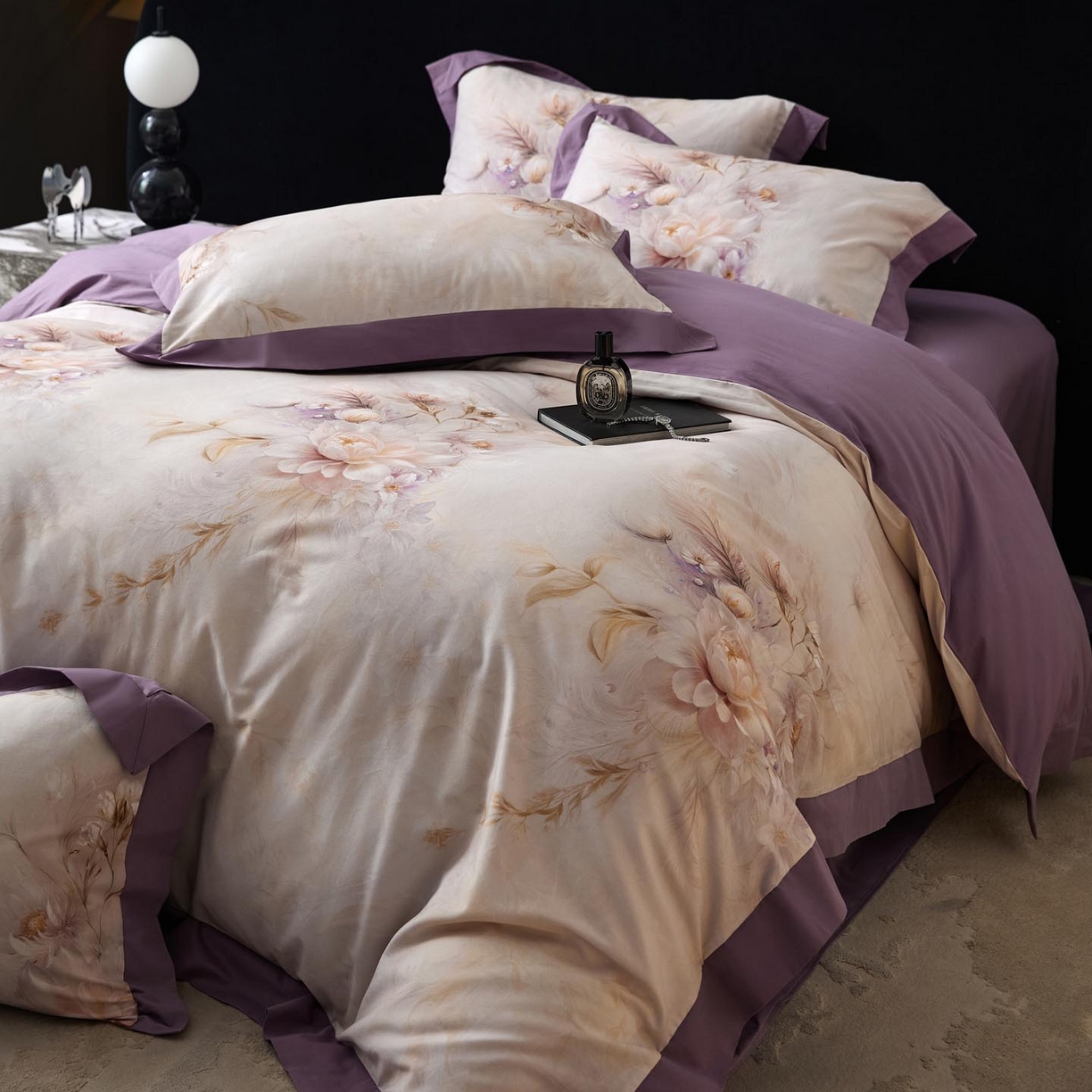 91家纺网 家纺一手货源 找家纺 涵宸家纺 2025新款50S全棉磨毛拼角款四件套【更多花型 联系商家电话：17798859966 微信同号，网站：www.hanchenjf.com】 漾花（粉）