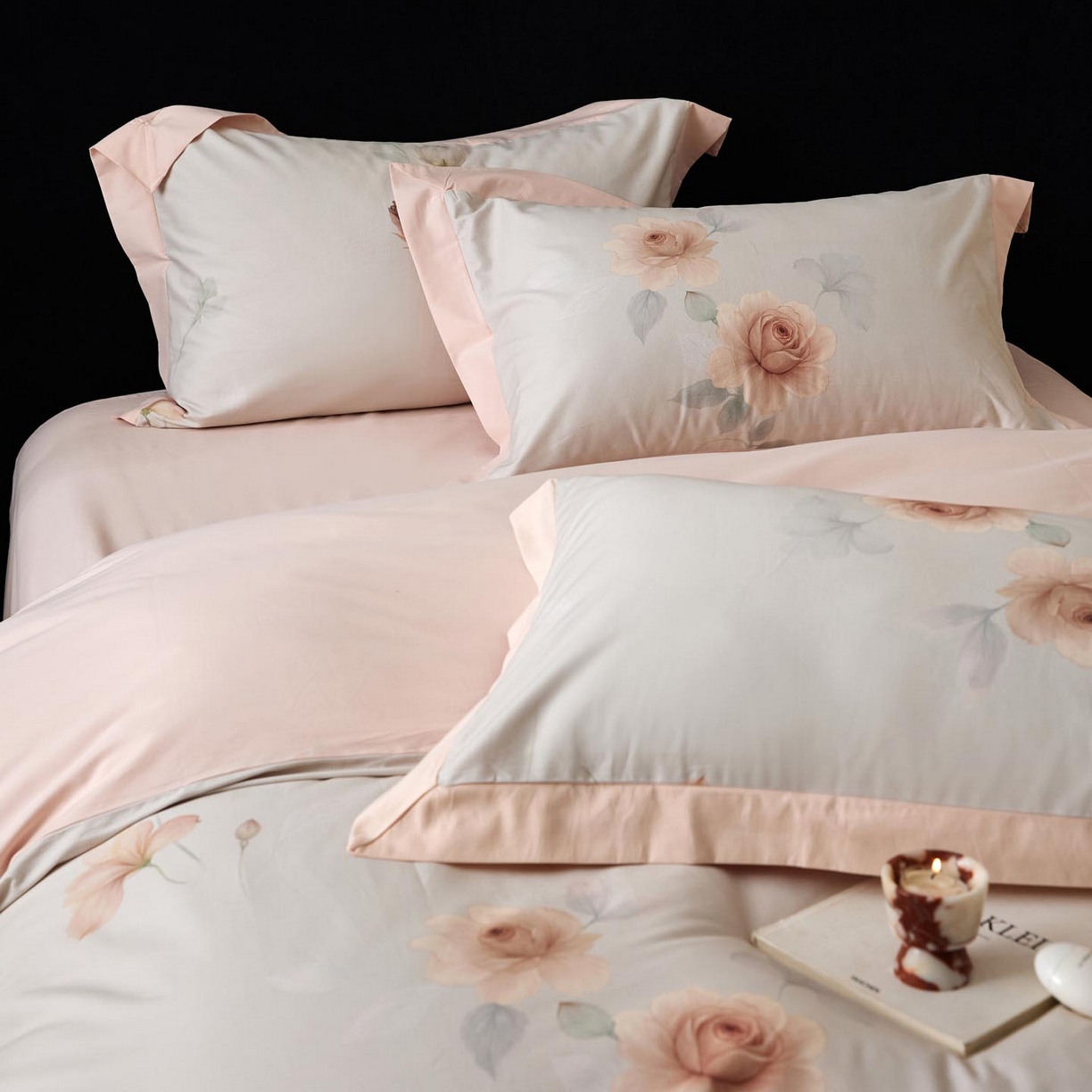 91家纺网 家纺一手货源 找家纺 涵宸家纺 2025新款50S全棉磨毛拼角款四件套【更多花型 联系商家电话：17798859966 微信同号，网站：www.hanchenjf.com】 悦滢（粉）