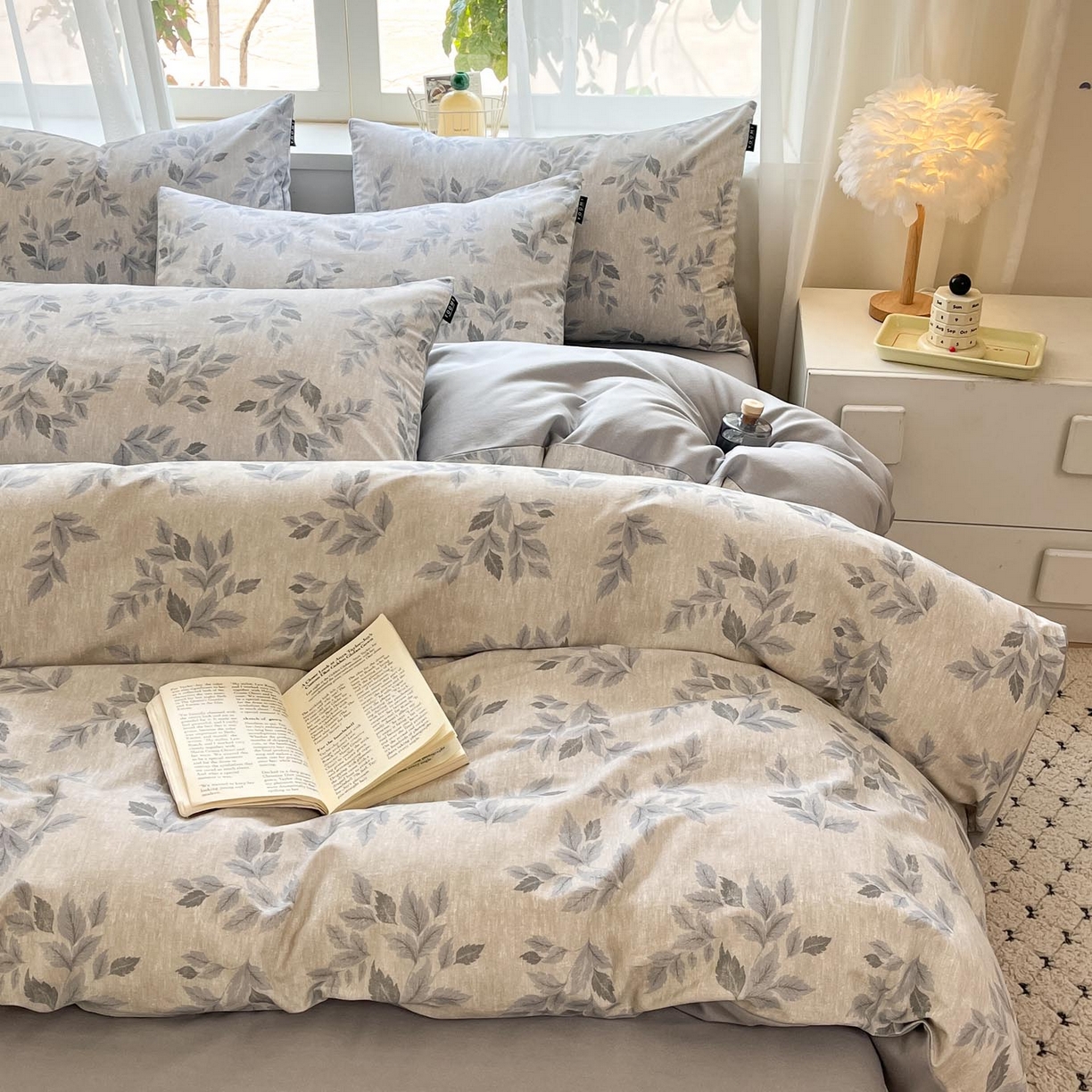 91家纺网 家纺一手货源 找家纺 涵宸家纺 2025新款原棉加厚磨毛印花四件套 光影