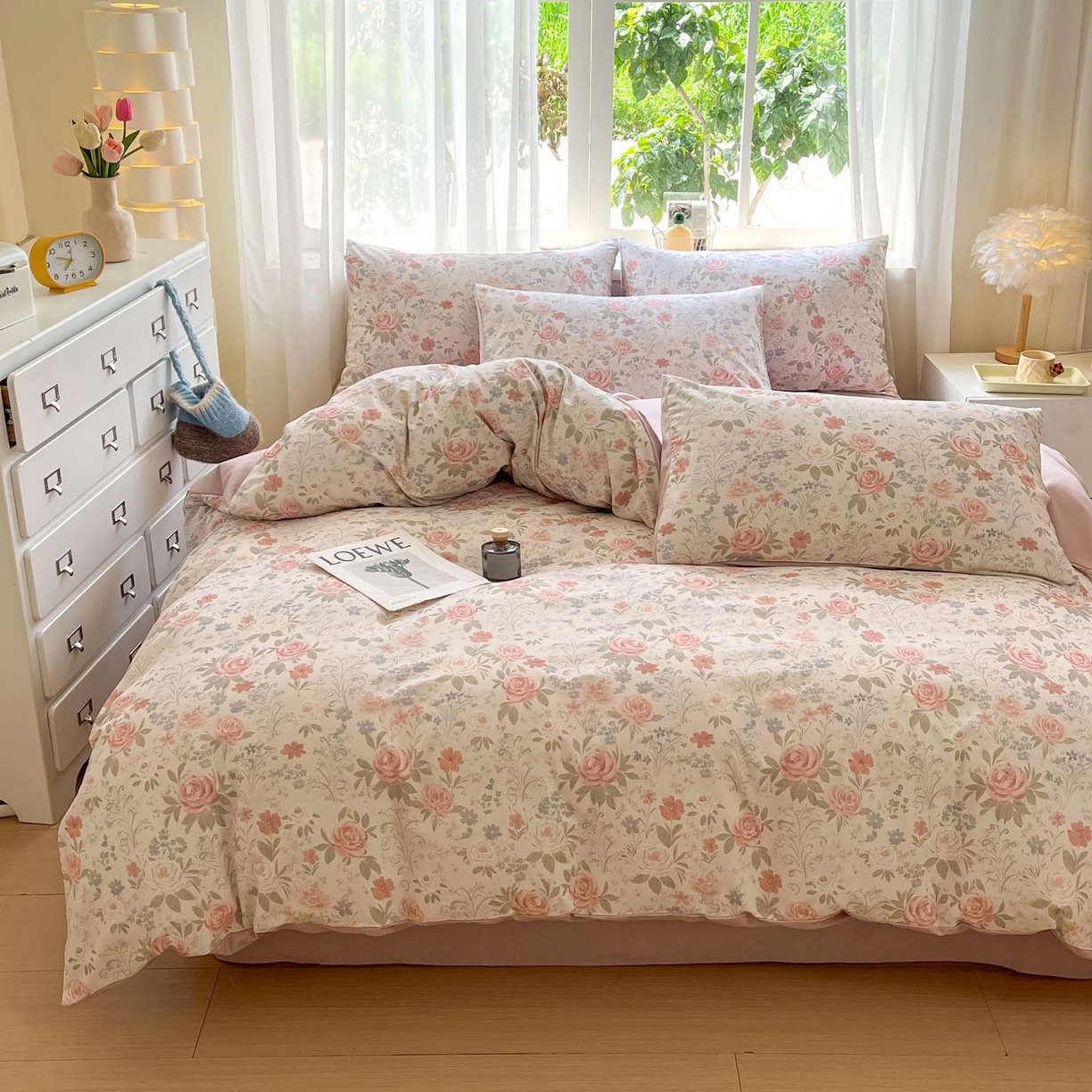 91家纺网 家纺一手货源 找家纺 涵宸家纺 2025新款原棉加厚磨毛印花四件套 花田与夏