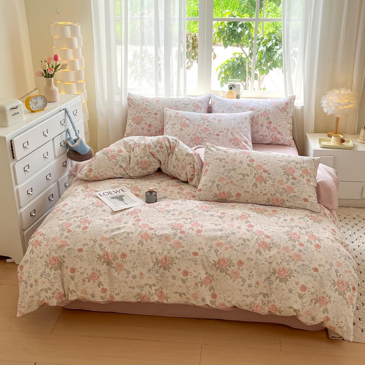 91家纺网 家纺一手货源 找家纺 涵宸家纺 2025新款原棉加厚磨毛印花四件套 花田与夏