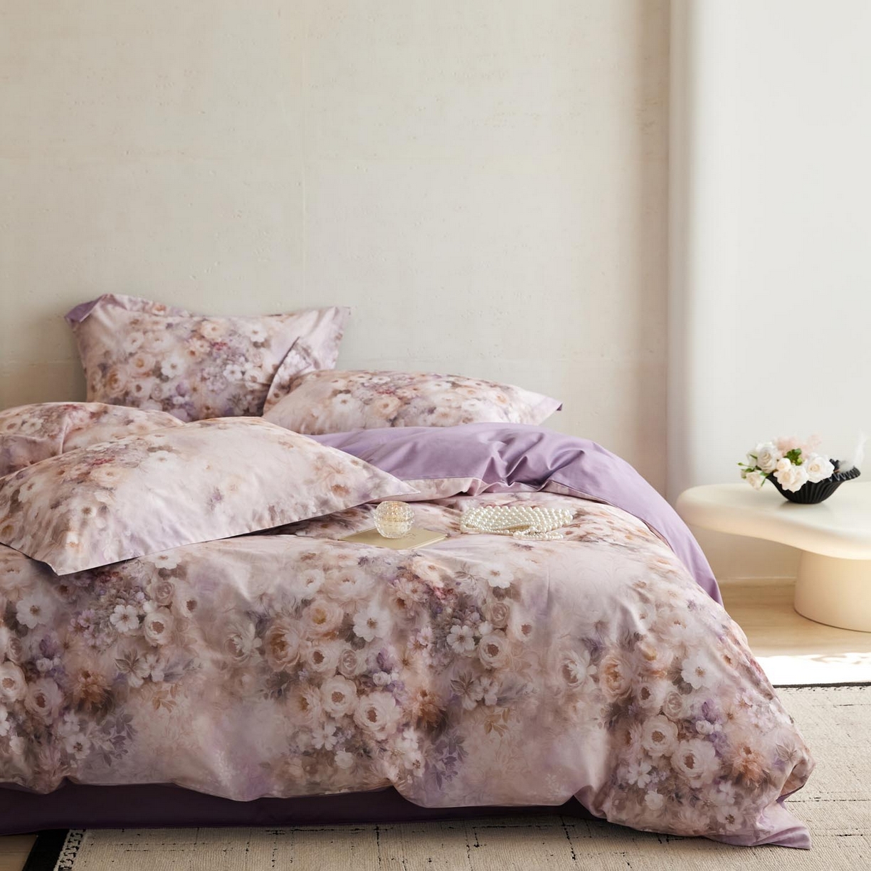 91家纺网 家纺一手货源 找家纺 涵宸家纺 2025新款50S磨毛基础款四件套【更多花型 联系商家电话：17798859966 微信同号，网站：www.hanchenjf.com】 馨菲（紫）