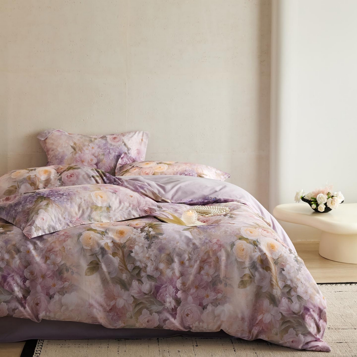 91家纺网 家纺一手货源 找家纺 涵宸家纺 2025新款50S磨毛基础款四件套【更多花型 联系商家电话：17798859966 微信同号，网站：www.hanchenjf.com】 伊莉丝（粉）