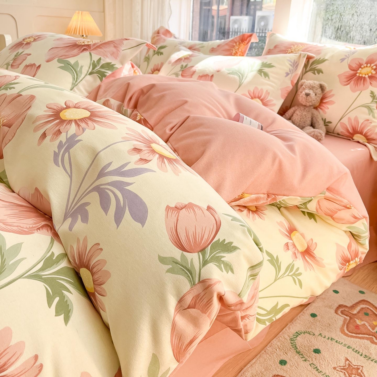 91家纺网 家纺一手货源 找家纺 涵宸家纺 2025新款原棉加厚磨毛印花四件套 花漾