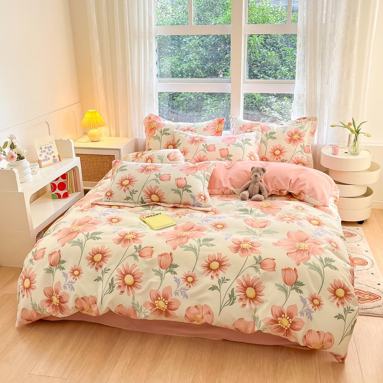 91家纺网 家纺一手货源 找家纺 涵宸家纺 2025新款原棉加厚磨毛印花四件套 花漾