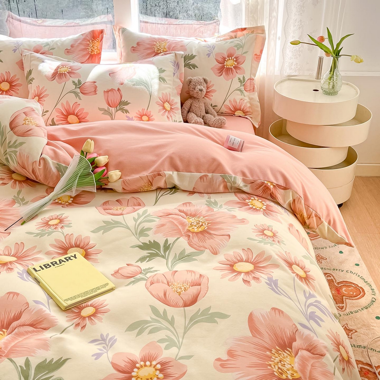 91家纺网 家纺一手货源 找家纺 涵宸家纺 2025新款原棉加厚磨毛印花四件套 花漾