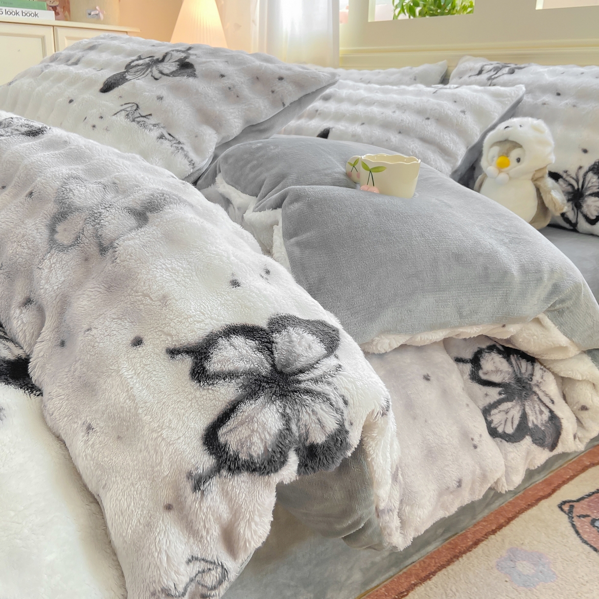 91家纺网 家纺一手货源 找家纺 （总）耐思家纺 2025新款泡泡牛奶绒印花单被套单品被套被套单件