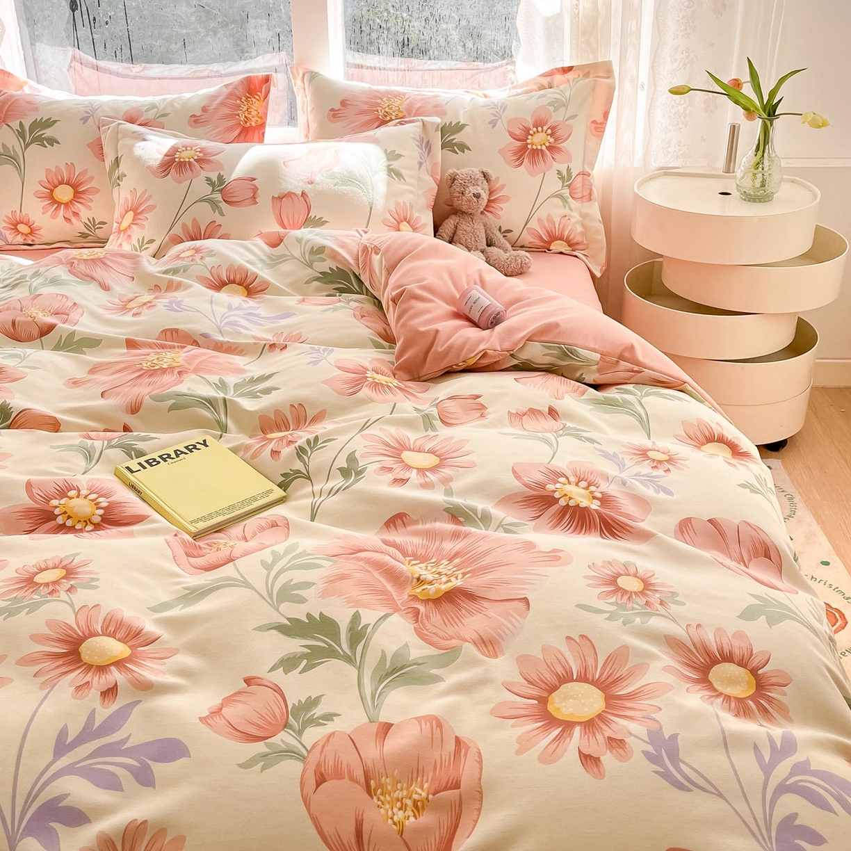 91家纺网 家纺一手货源 找家纺 涵宸家纺 2025新款原棉加厚磨毛印花四件套 花漾