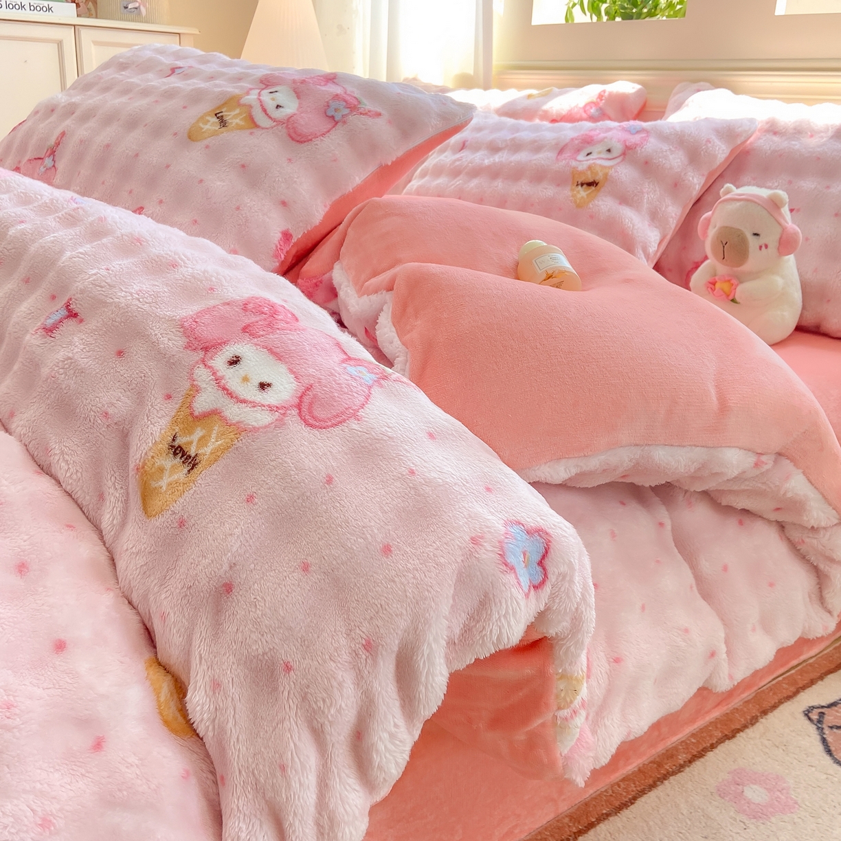 91家纺网 家纺一手货源 找家纺 （总）耐思家纺 2025新款泡泡牛奶绒印花单被套单品被套被套单件