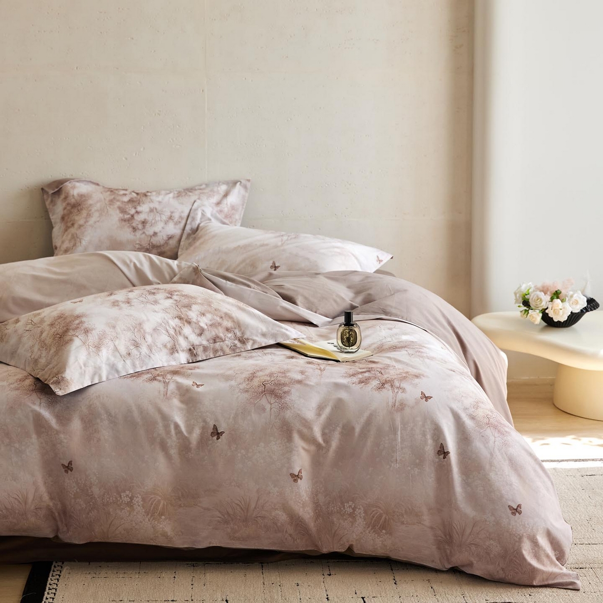 涵宸家纺 2025新款50S磨毛基础款四件套【更多花型 联系商家电话：17798859966 微信同号，网站：www.hanchenjf.com】 布丽姬特（咖）