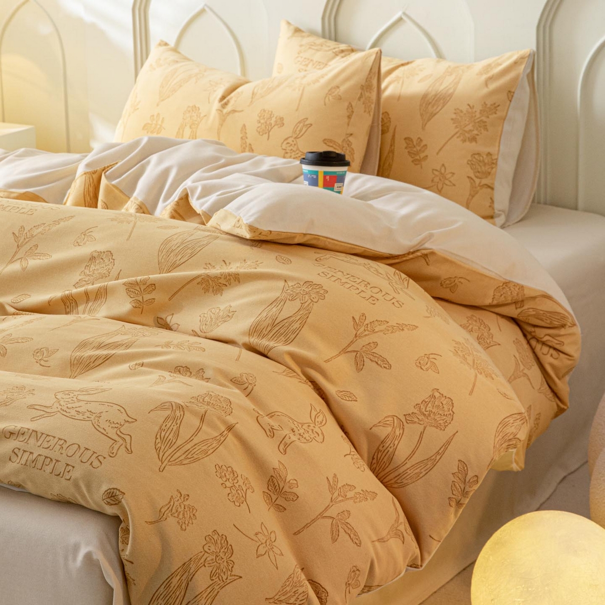 91家纺网 家纺一手货源 找家纺 涵宸家纺 2025新款原棉加厚磨毛印花四件套 库洛-棕