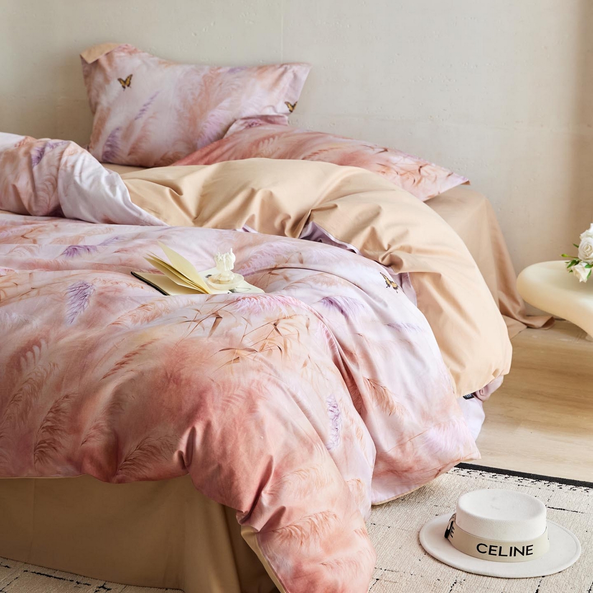 91家纺网 家纺一手货源 找家纺 涵宸家纺 2025新款50S磨毛基础款四件套【更多花型 联系商家电话：17798859966 微信同号，网站：www.hanchenjf.com】 黛芙妮（粉）