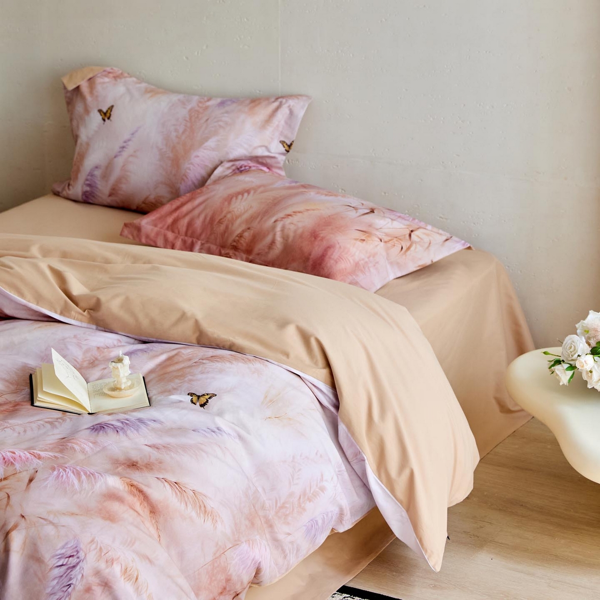 91家纺网 家纺一手货源 找家纺 涵宸家纺 2025新款50S磨毛基础款四件套【更多花型 联系商家电话：17798859966 微信同号，网站：www.hanchenjf.com】 黛芙妮（粉）