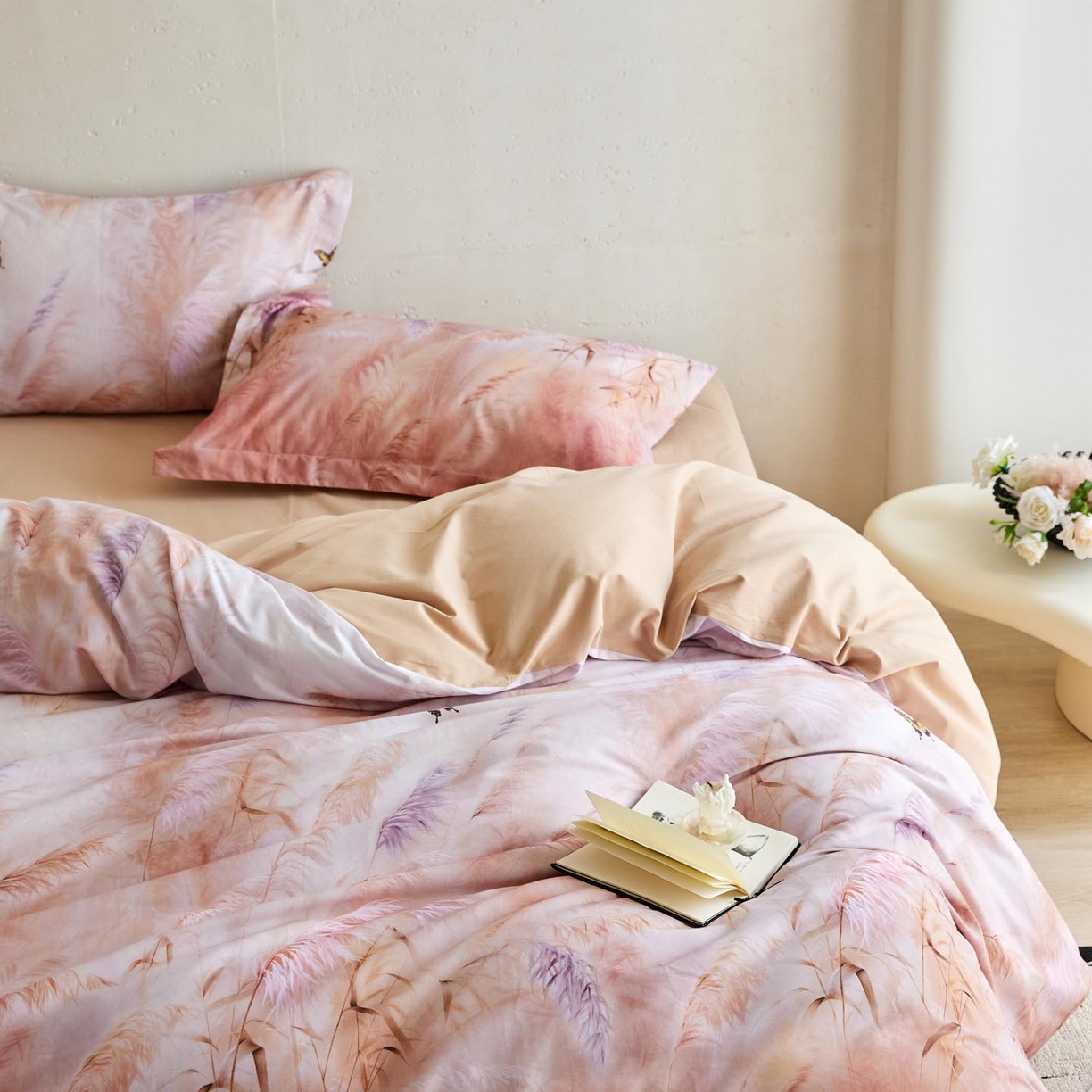 91家纺网 家纺一手货源 找家纺 涵宸家纺 2025新款50S磨毛基础款四件套【更多花型 联系商家电话：17798859966 微信同号，网站：www.hanchenjf.com】 黛芙妮（粉）