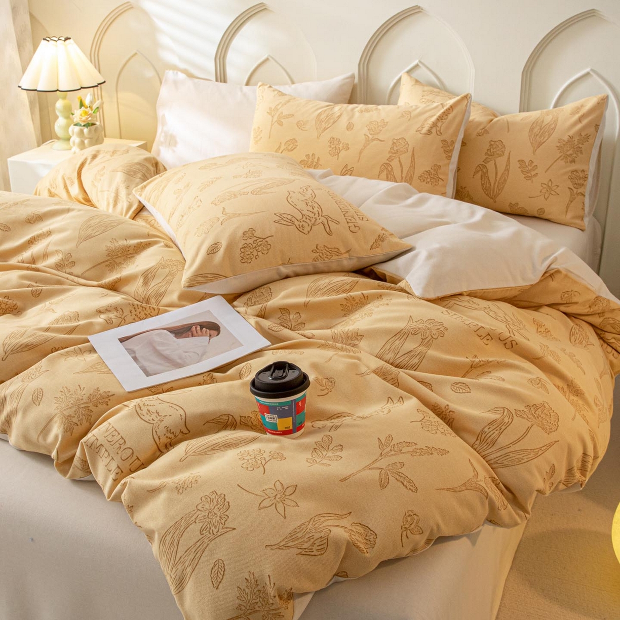 91家纺网 家纺一手货源 找家纺 涵宸家纺 2025新款原棉加厚磨毛印花四件套 库洛-棕