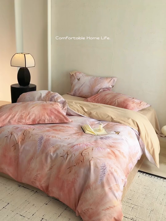 91家纺网 家纺一手货源 找家纺 涵宸家纺 2025新款50S磨毛基础款四件套【更多花型 联系商家电话：17798859966 微信同号，网站：www.hanchenjf.com】 黛芙妮（粉）