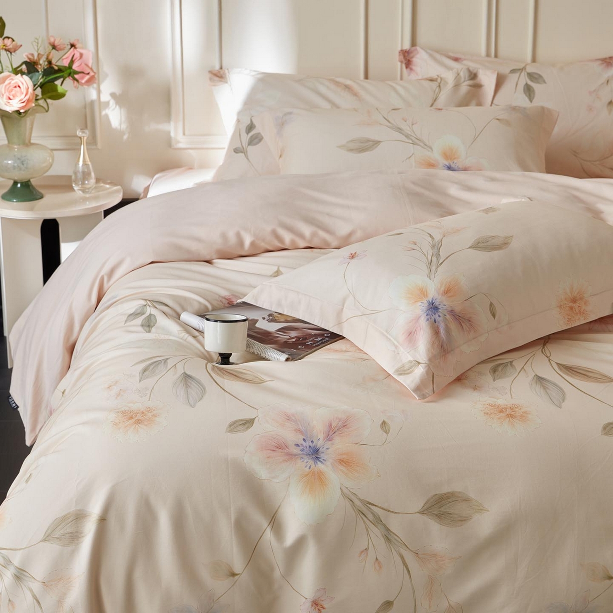 91家纺网 家纺一手货源 找家纺 涵宸家纺 2025新款50S磨毛基础款四件套【更多花型 联系商家电话：17798859966 微信同号，网站：www.hanchenjf.com】 芳玉华