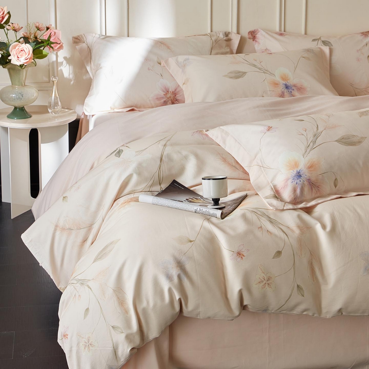 91家纺网 家纺一手货源 找家纺 涵宸家纺 2025新款50S磨毛基础款四件套【更多花型 联系商家电话：17798859966 微信同号，网站：www.hanchenjf.com】 芳玉华