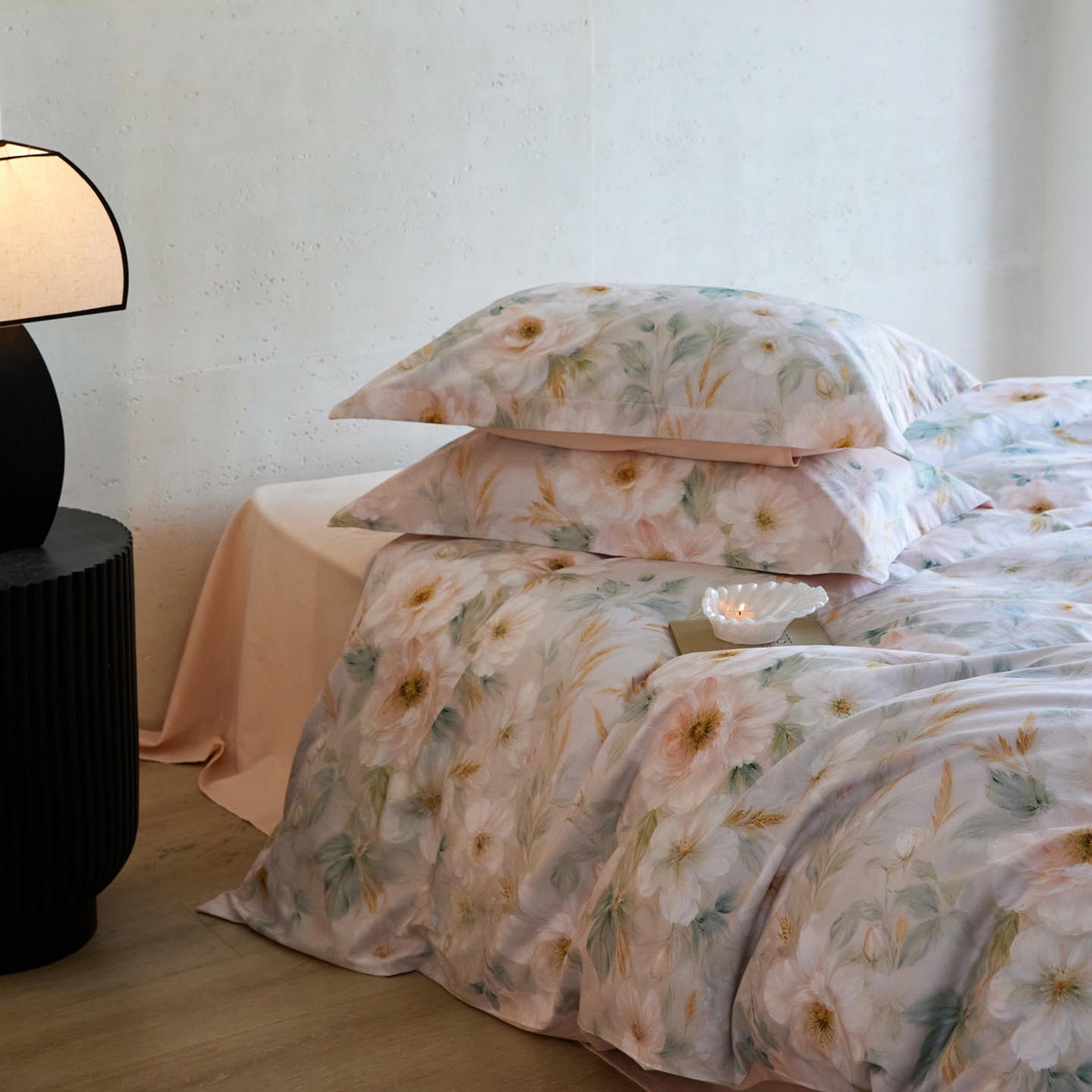 91家纺网 家纺一手货源 找家纺 涵宸家纺 2025新款50S磨毛基础款四件套【更多花型 联系商家电话：17798859966 微信同号，网站：www.hanchenjf.com】 花滤间（绿）