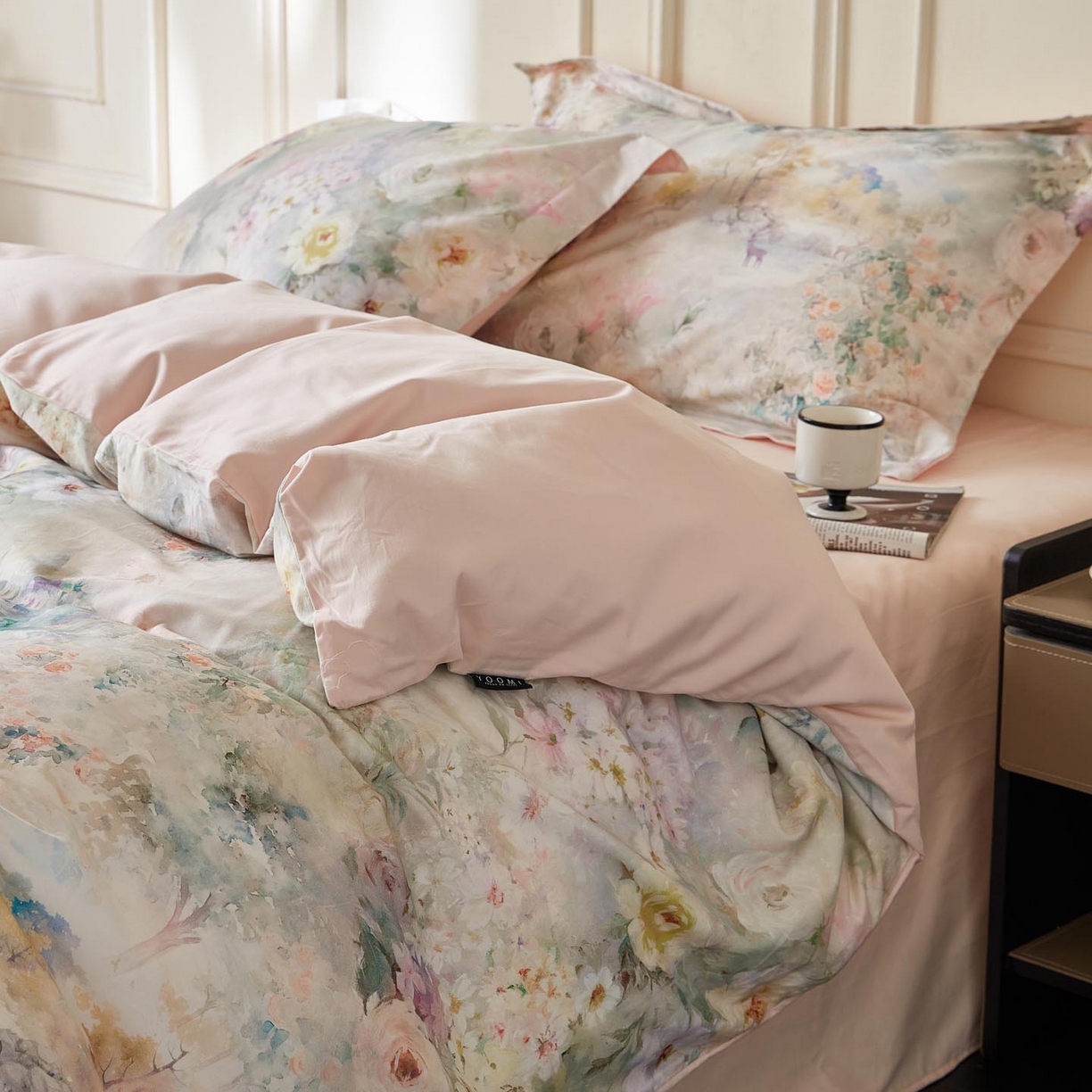 91家纺网 家纺一手货源 找家纺 涵宸家纺 2025新款50S磨毛基础款四件套【更多花型 联系商家电话：17798859966 微信同号，网站：www.hanchenjf.com】 林深见鹿（绿）