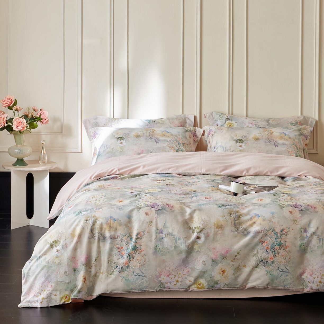 涵宸家纺 2025新款50S磨毛基础款四件套【更多花型 联系商家电话：17798859966 微信同号，网站：www.hanchenjf.com】 林深见鹿（绿）