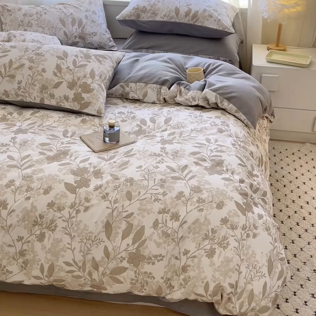 91家纺网 家纺一手货源 找家纺 涵宸家纺 2025新款原棉加厚磨毛印花四件套 魅影