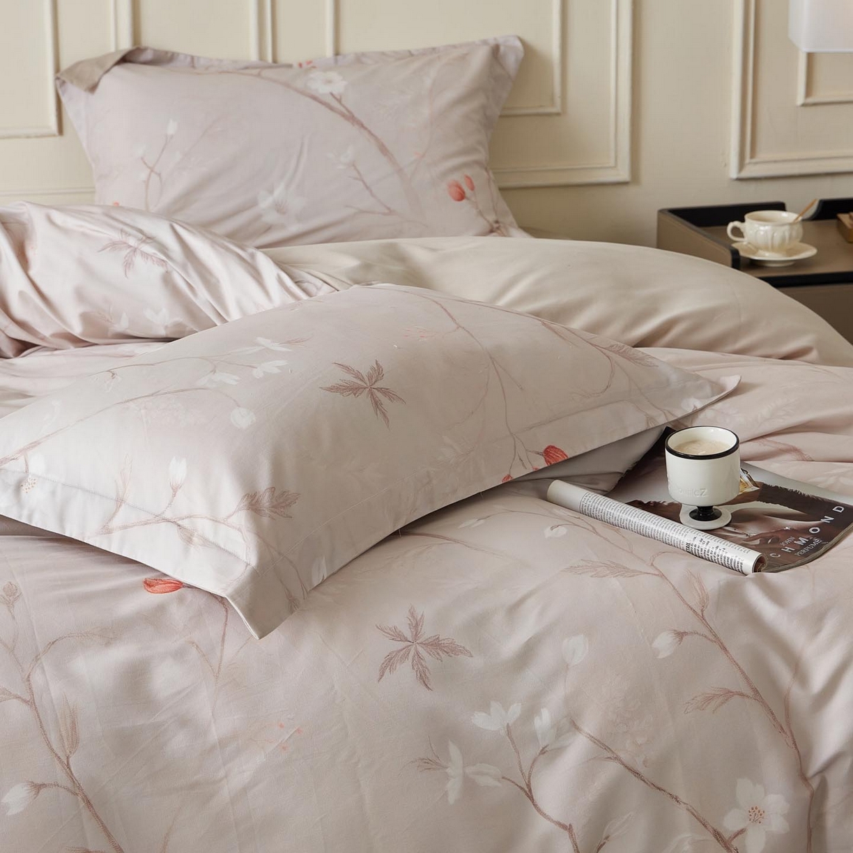 91家纺网 家纺一手货源 找家纺 涵宸家纺 2025新款50S磨毛基础款四件套【更多花型 联系商家电话：17798859966 微信同号，网站：www.hanchenjf.com】 暖木（红咖）