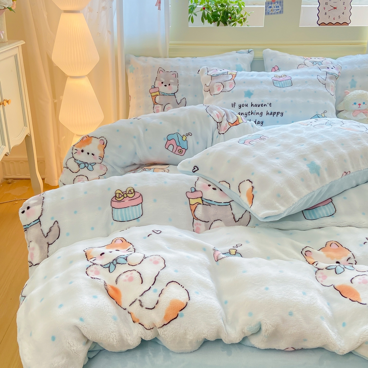91家纺网 家纺一手货源 找家纺 耐思家纺 2025新款泡泡牛奶绒印花单被套单品被套被套单件 泡泡-宠物聚会