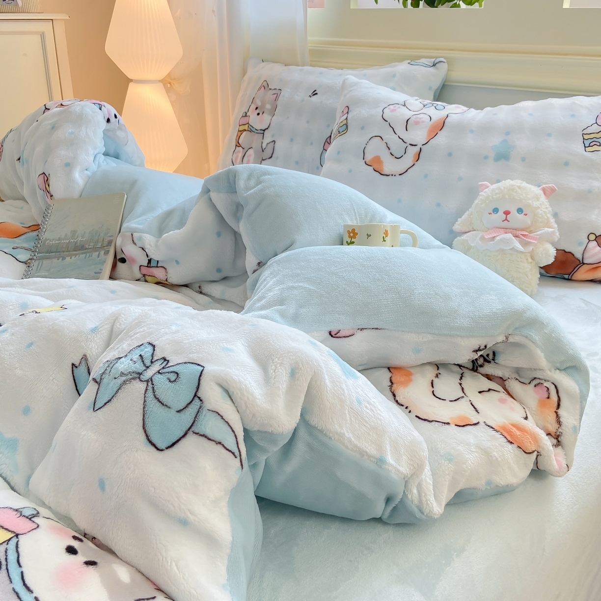91家纺网 家纺一手货源 找家纺 耐思家纺 2025新款泡泡牛奶绒印花单被套单品被套被套单件 泡泡-宠物聚会