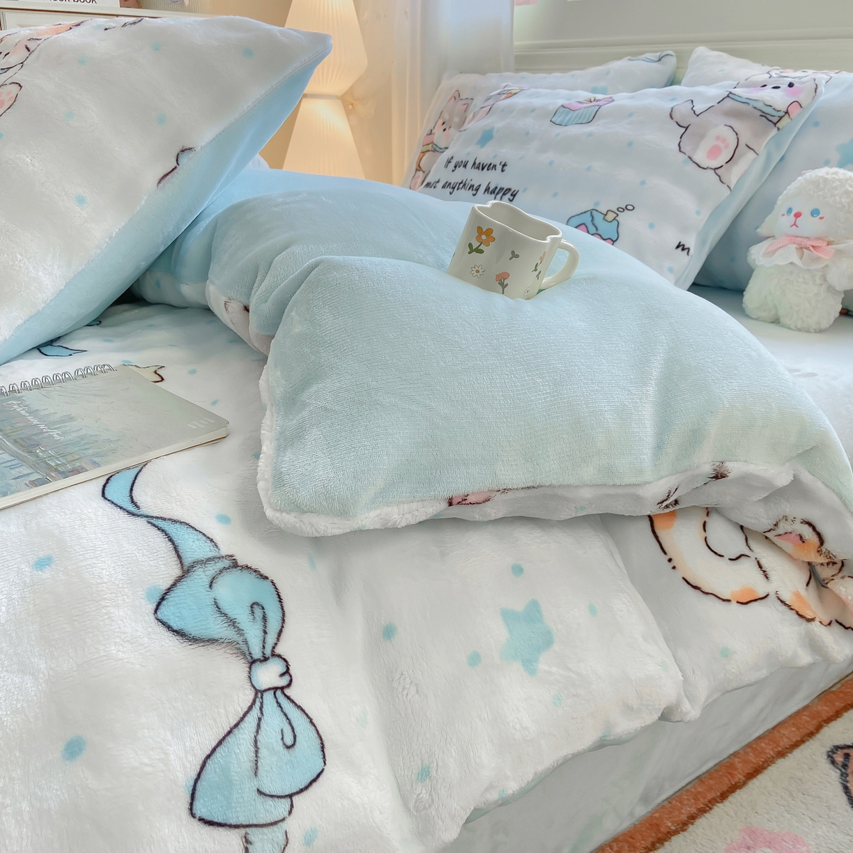 91家纺网 家纺一手货源 找家纺 耐思家纺 2025新款泡泡牛奶绒印花单被套单品被套被套单件 泡泡-宠物聚会