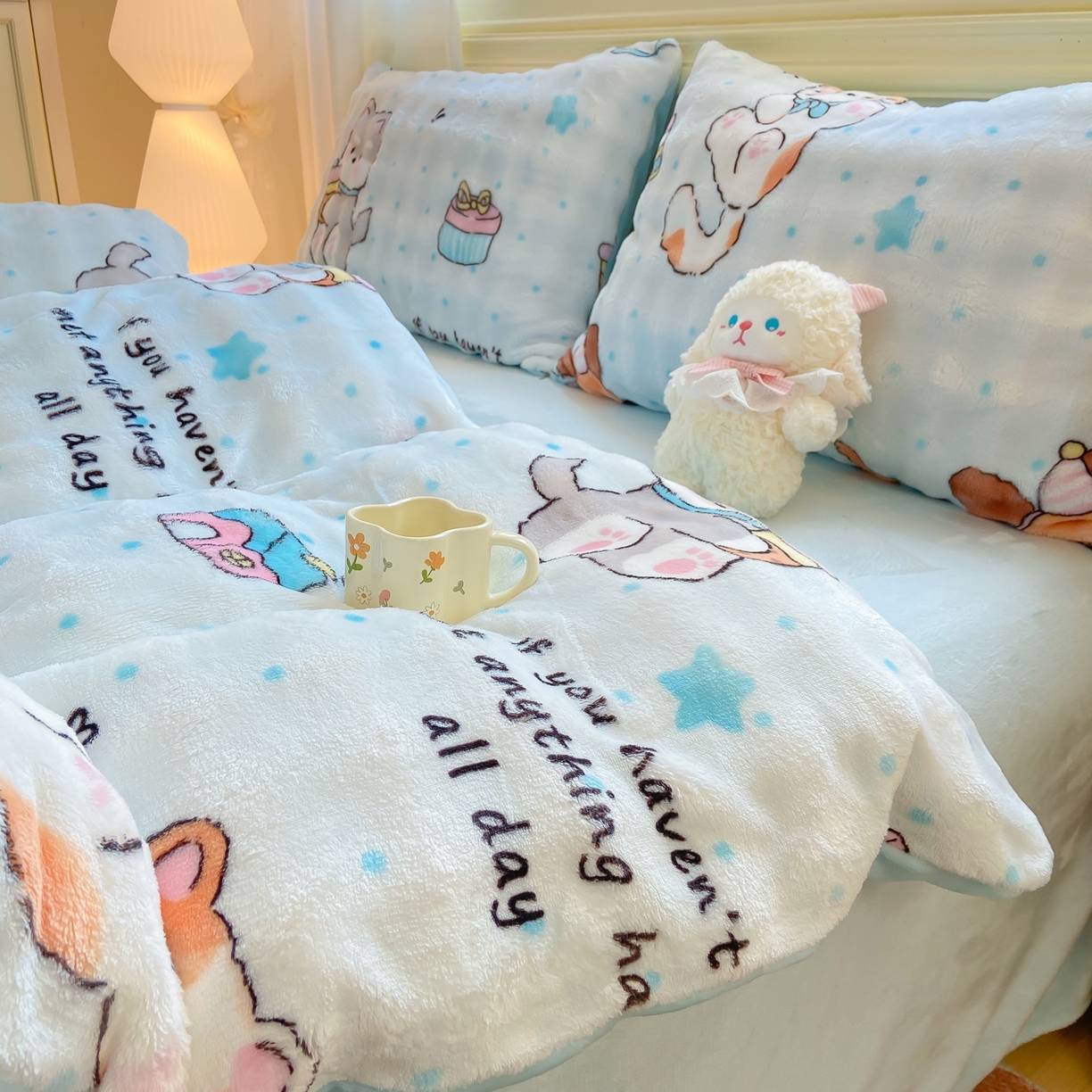 91家纺网 家纺一手货源 找家纺 耐思家纺 2025新款泡泡牛奶绒印花单被套单品被套被套单件 泡泡-宠物聚会