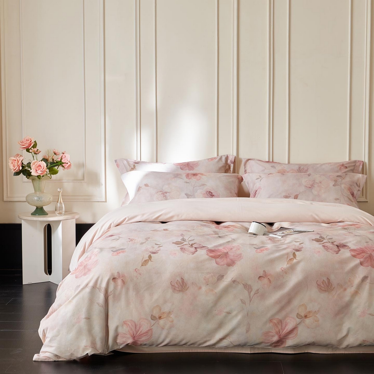 涵宸家纺 2025新款50S磨毛基础款四件套【更多花型 联系商家电话：17798859966 微信同号，网站：www.hanchenjf.com】 绮罗香梦（咖）