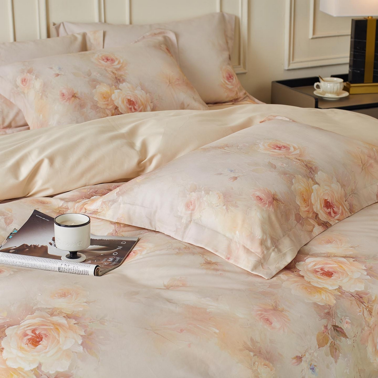 91家纺网 家纺一手货源 找家纺 涵宸家纺 2025新款50S磨毛基础款四件套【更多花型 联系商家电话：17798859966 微信同号，网站：www.hanchenjf.com】 清欢（黄）