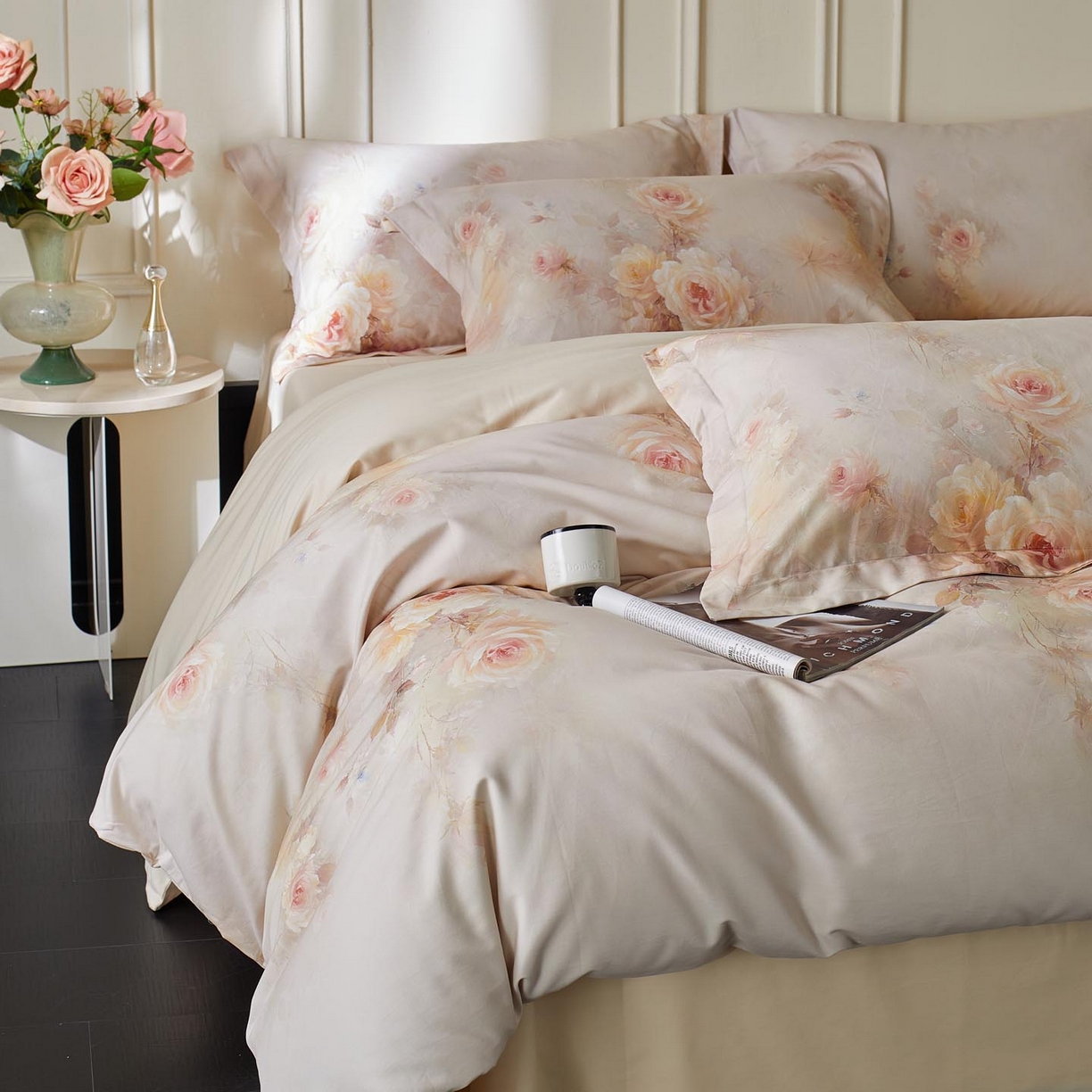 91家纺网 家纺一手货源 找家纺 涵宸家纺 2025新款50S磨毛基础款四件套【更多花型 联系商家电话：17798859966 微信同号，网站：www.hanchenjf.com】 清欢（黄）