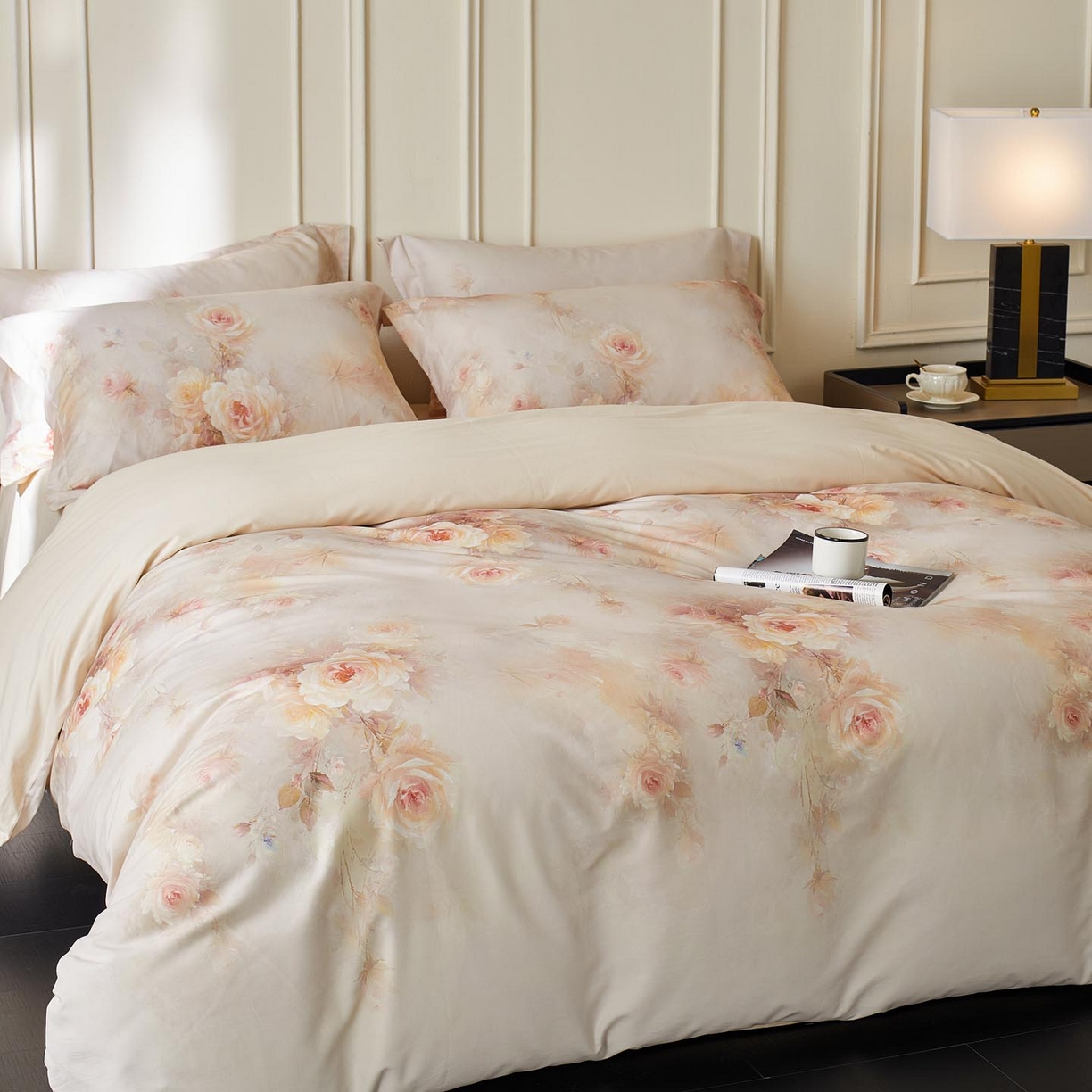 91家纺网 家纺一手货源 找家纺 涵宸家纺 2025新款50S磨毛基础款四件套【更多花型 联系商家电话：17798859966 微信同号，网站：www.hanchenjf.com】 清欢（黄）