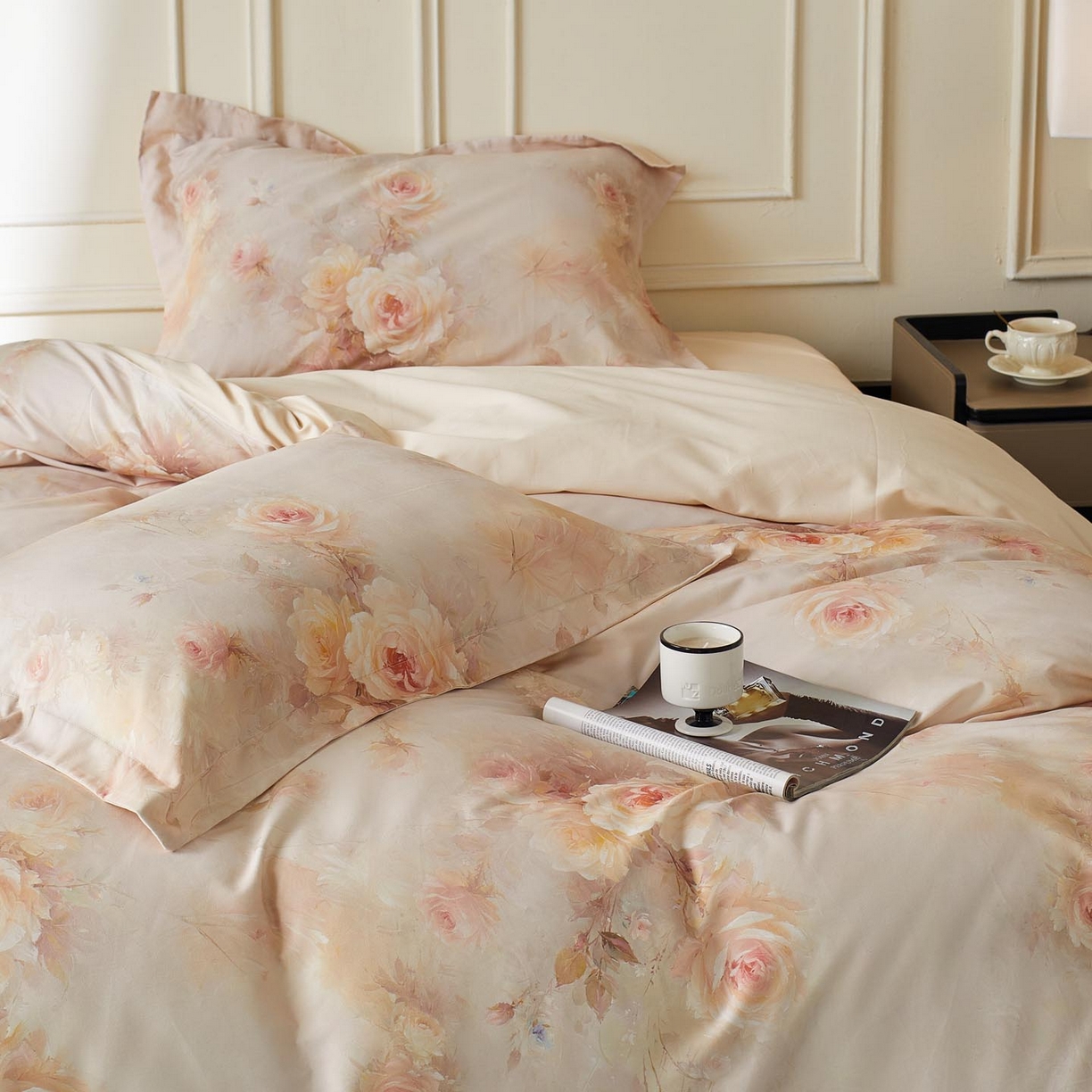 91家纺网 家纺一手货源 找家纺 涵宸家纺 2025新款50S磨毛基础款四件套【更多花型 联系商家电话：17798859966 微信同号，网站：www.hanchenjf.com】 清欢（黄）