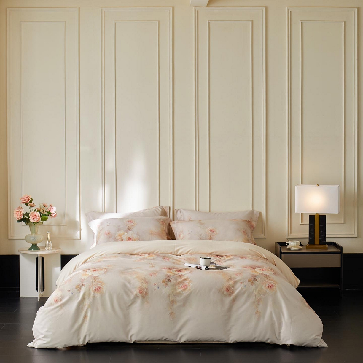 91家纺网 家纺一手货源 找家纺 涵宸家纺 2025新款50S磨毛基础款四件套【更多花型 联系商家电话：17798859966 微信同号，网站：www.hanchenjf.com】 清欢（黄）