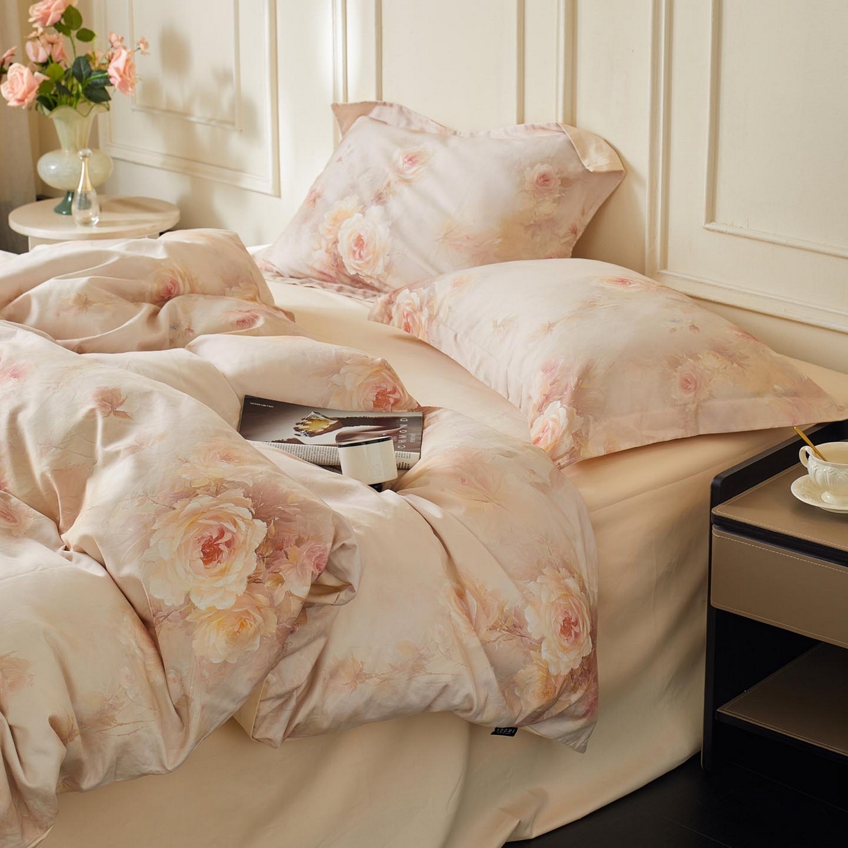 91家纺网 家纺一手货源 找家纺 涵宸家纺 2025新款50S磨毛基础款四件套【更多花型 联系商家电话：17798859966 微信同号，网站：www.hanchenjf.com】 清欢（黄）